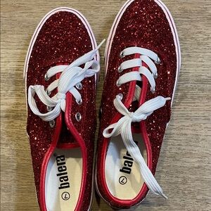 Dance wear red glitter canvas sneakers